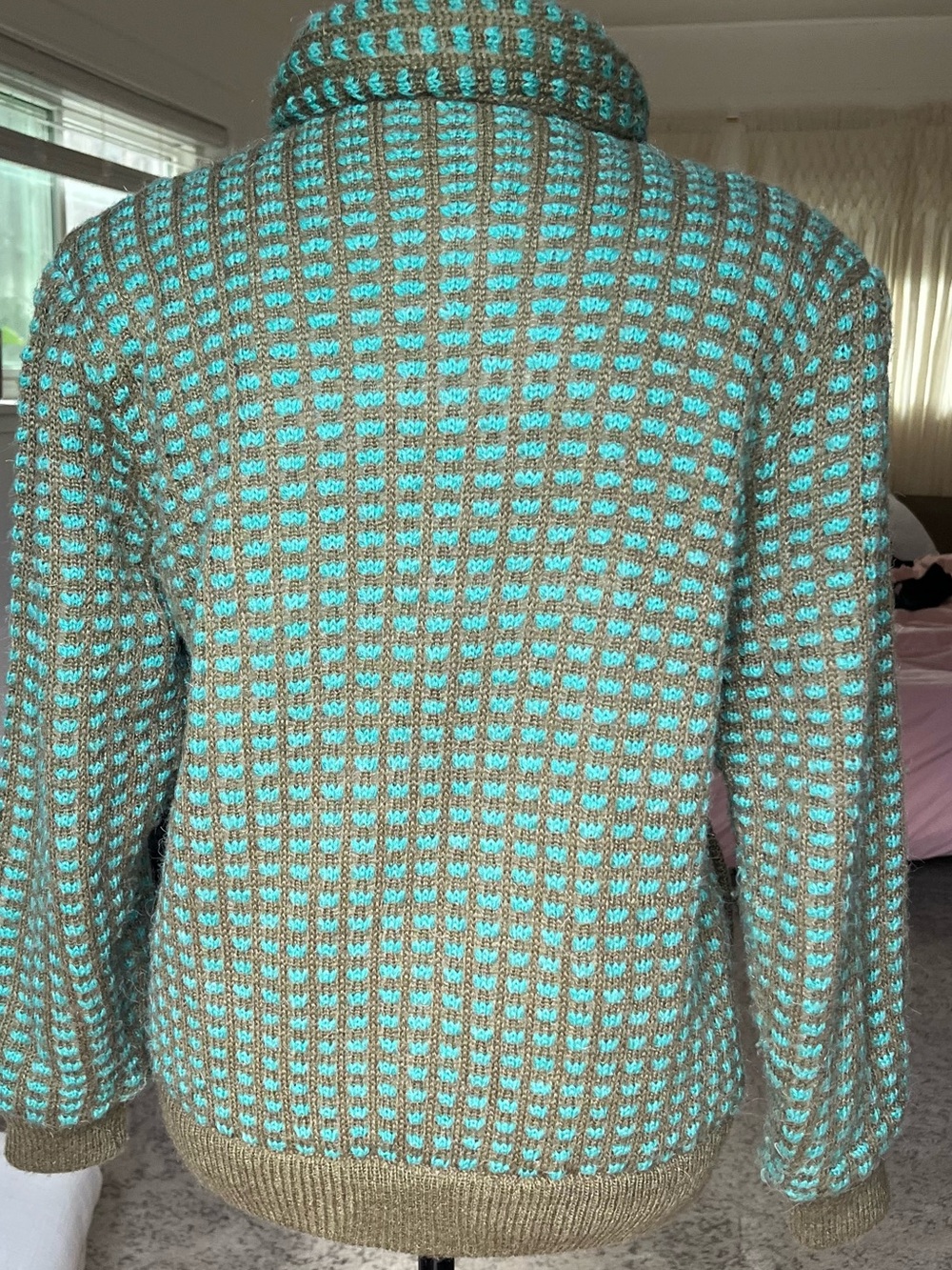 GorGeous Vintage Bomber Jacket Teal & Gray women size small pockets zipper Fall - Picture 2 of 15